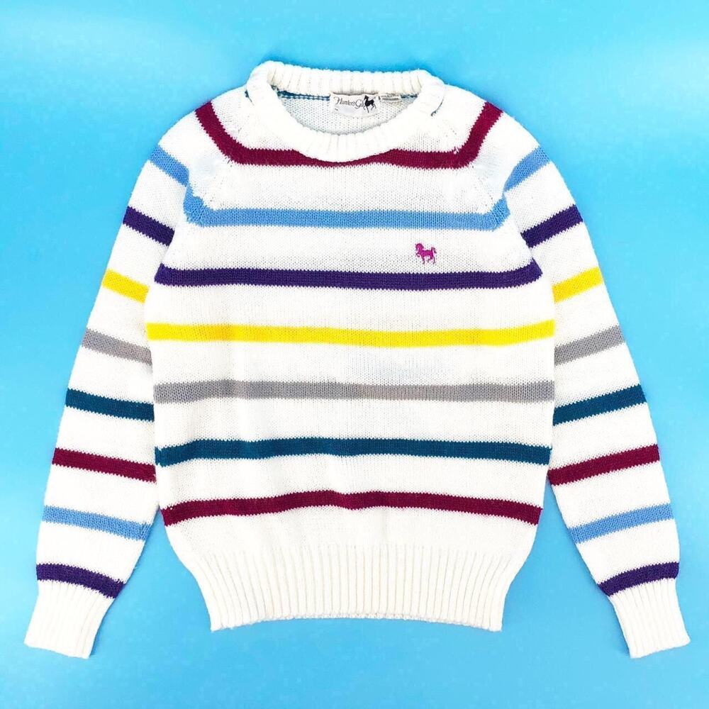 80s striped crewneck sweater 1980s vintage